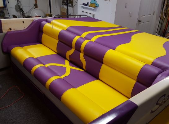 Awesome Purple and Gold Cockpit on a Sea Ray Pachanga Runabout